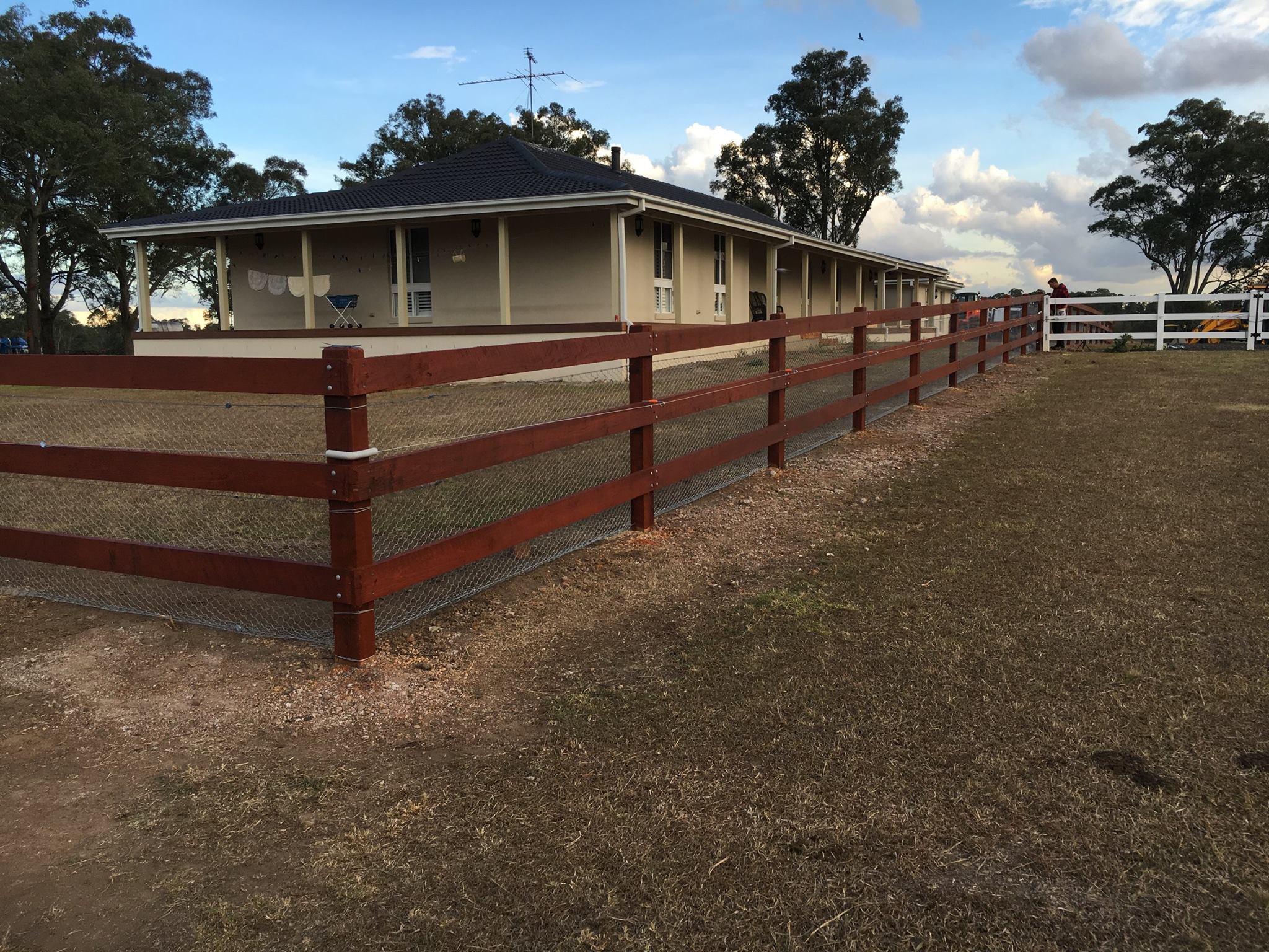 post and 3 rail fencing